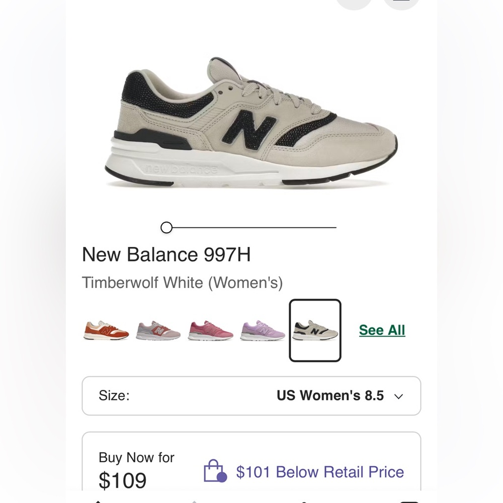 NEW BALANCE 997 H TIMBERWOLF WHITE/BLACK COLOR